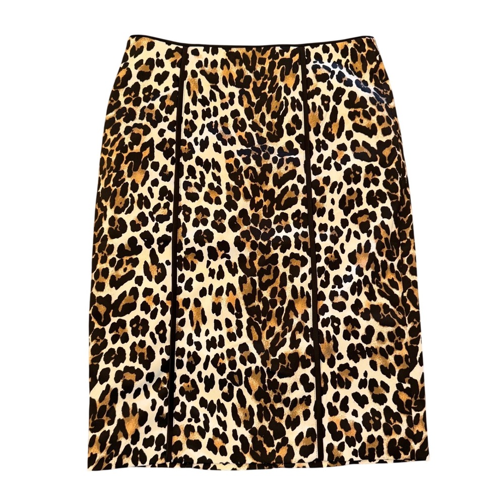 White House Black Market Leopard Print Pencil Skirt Tan Brown Black Size 00